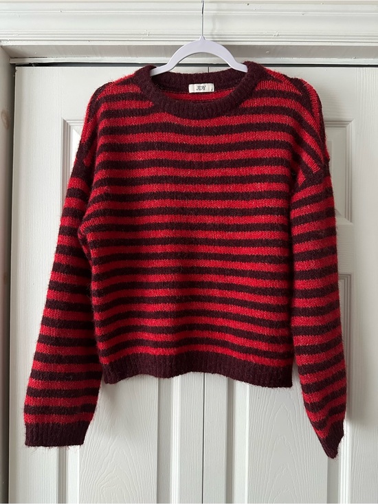 Sweaters - Red Striped Knit Sweater